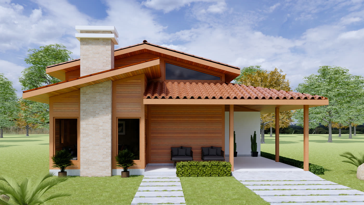 Fachada do Casa Infinity, casa de madeira nobre da Wood House