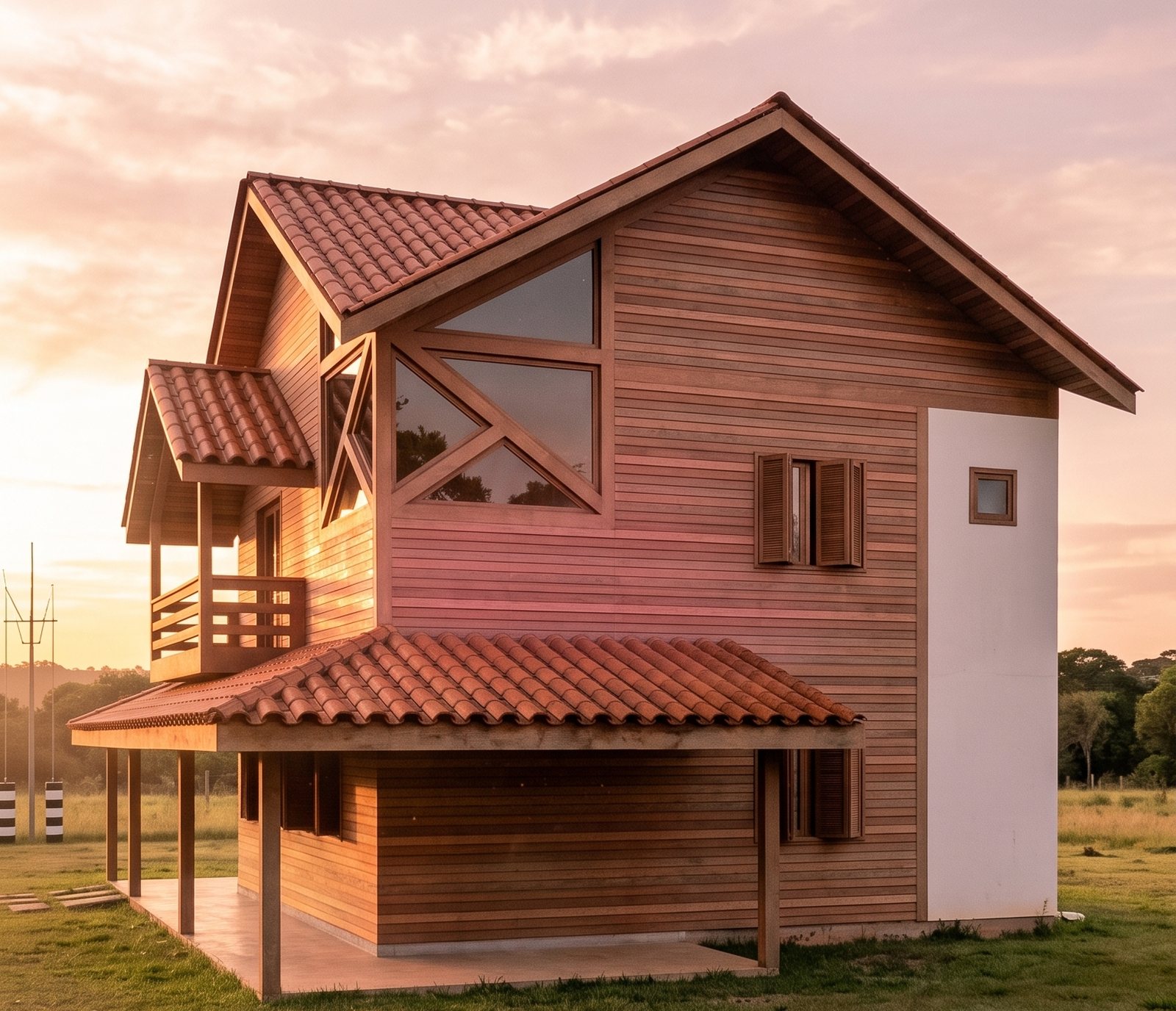 Fachada do Sobrado Maringá, casa de madeira nobre da Wood House